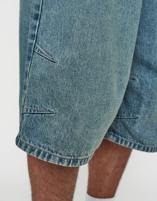 Extra Baggy Barrel Jorts in Blue Detail3