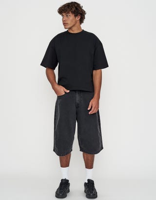 Extra Baggy Barrel Jorts in Washed Black Full
