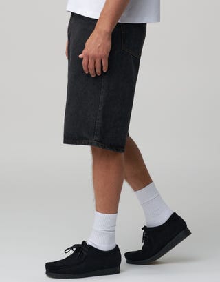 Baggy Fit Jorts in Acid Black Detail2
