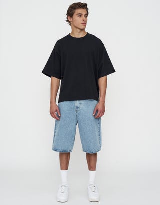 Baggy Fit Jorts in Blue Fade Full