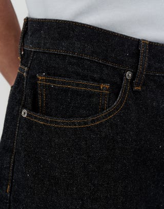 Baggy Fit Jorts in Dark Raw Detail2