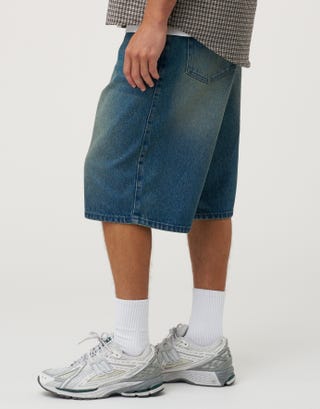 Baggy Fit Jorts in Midnight Blue Detail2