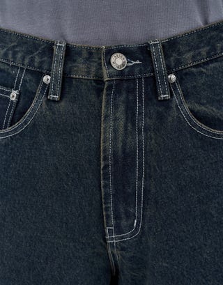 Baggy Fit Jorts in Scrub Blue Detail