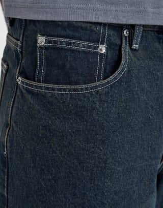 Baggy Fit Jorts in Scrub Blue Detail2