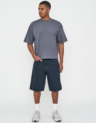 Baggy Fit Jorts in Scrub Blue Full
