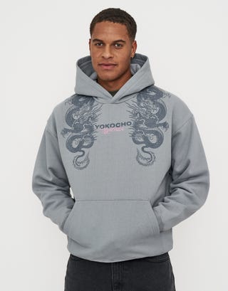 Yokocho Oversized Hoodie in Pebble Back