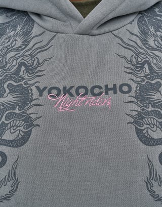 Yokocho Oversized Hoodie in Pebble Detail