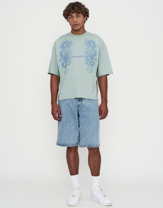 Yokocho Box Fit T Shirt in Pistachio Green Full