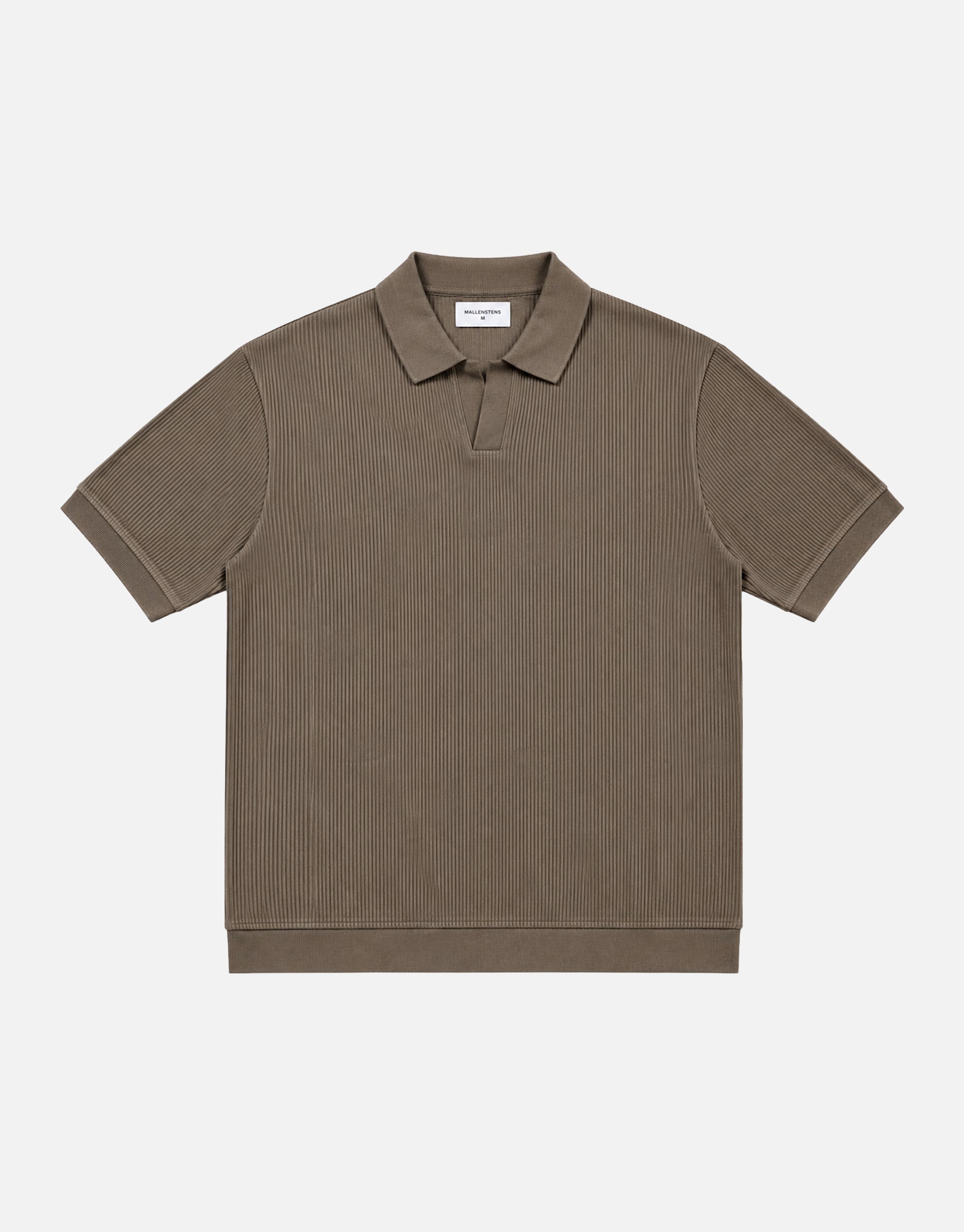 Ribbed Knit Short Sleeve Polo Shirt in Khaki | Hallensteins NZ