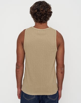 Textured Cotton Singlet in Brown Back