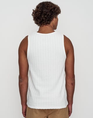 Textured Cotton Singlet in White Back
