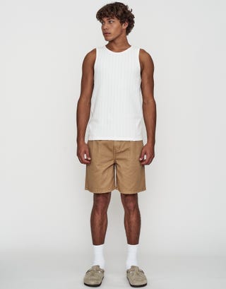 Textured Cotton Singlet in White Full