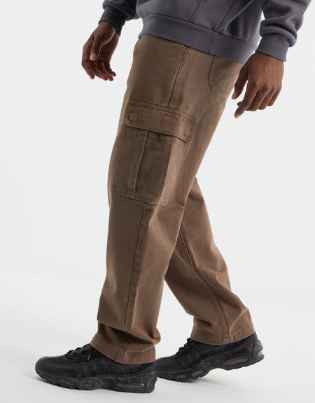 Twill Baggy Cargo Pocket Pants in Grey