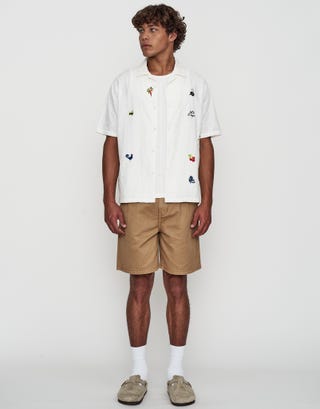 Relaxed Fit Pleated Shorts in Brown Full