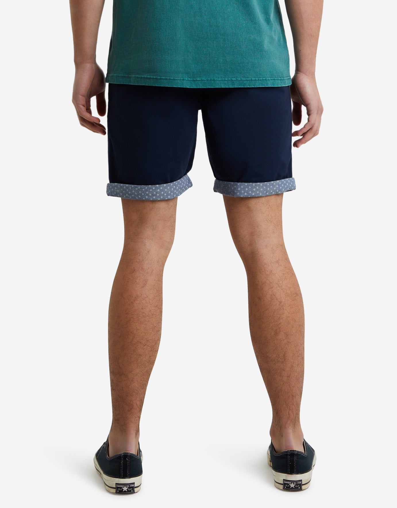 Printed Hem Roll Hem Chino Shorts in 