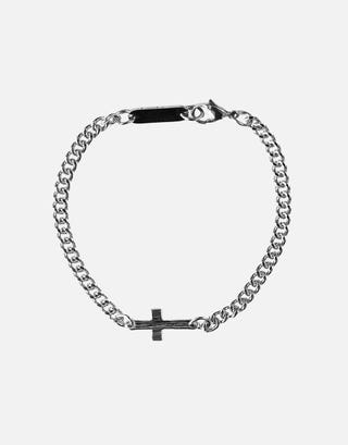 3mm Cross Chain Bracelet in Silver Front