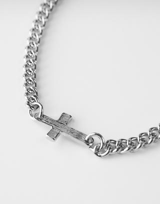 3mm Cross Chain Bracelet in Silver Full