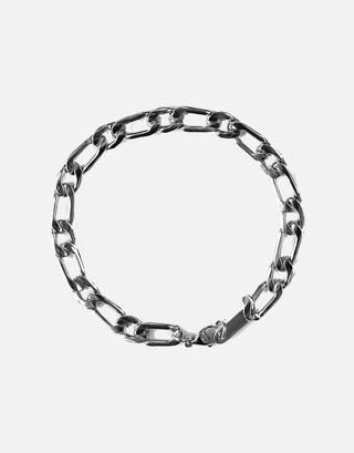 6mm Figaro Chain Bracelet in Silver Front