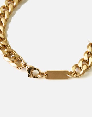 8mm Flat Curb Bracelet in Brushed Gold Back