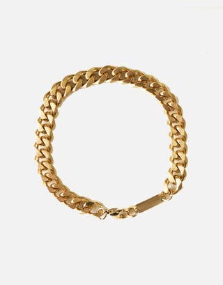 8mm Flat Curb Bracelet in Brushed Gold Front