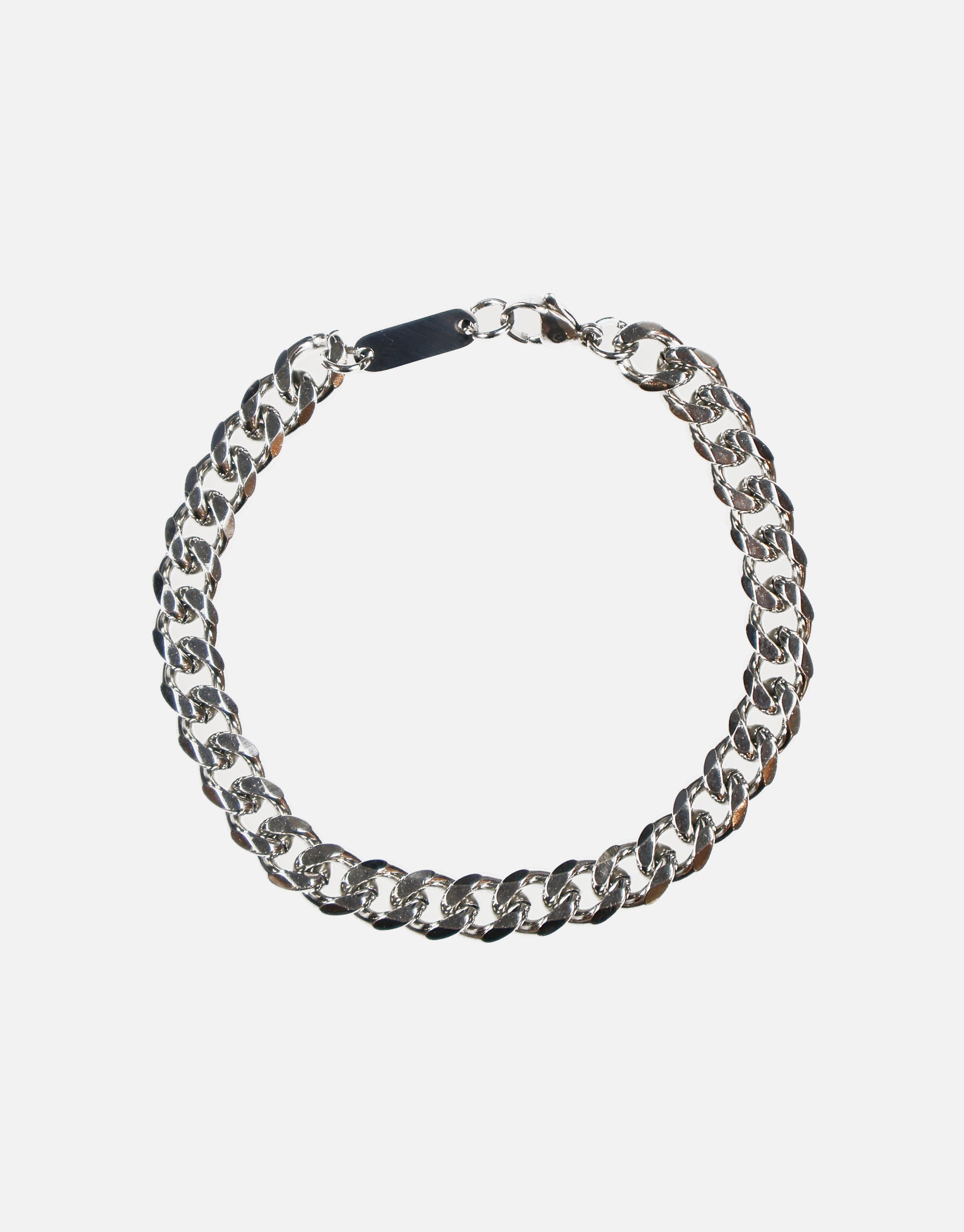 8mm Flat Curb Bracelet in Silver | Hallensteins NZ
