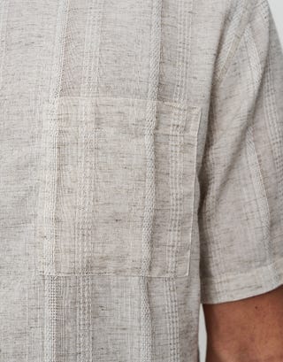 Alby Textured Stripe Short Sleeve Shirt in Oat Detail