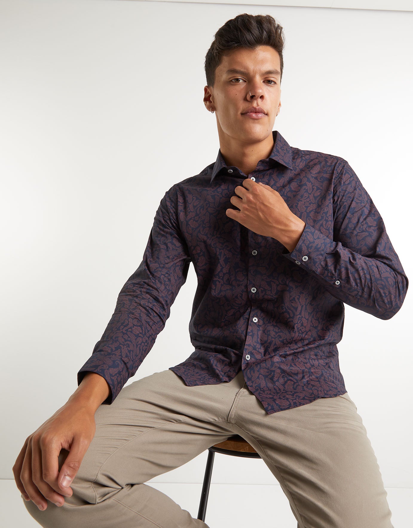 Paisley Premium Business Shirt in Navy 