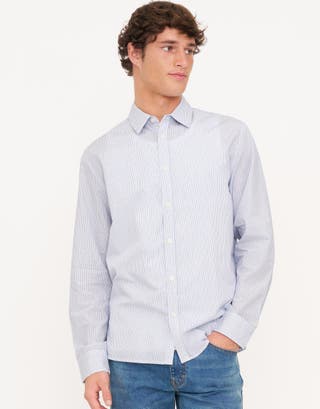Belmont Stripe Long Sleeve Shirt in White Detail2
