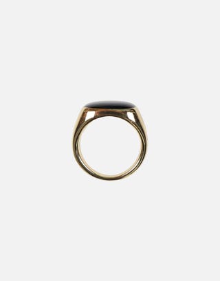 Black Stone Signet Ring in Gold Full
