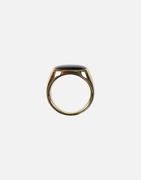 Black Stone Signet Ring in Gold Hallensteins NZ