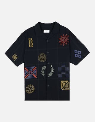 Botanica Embroidered Short Sleeve Shirt in Black Back