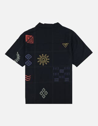 Botanica Embroidered Short Sleeve Shirt in Black Full