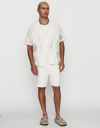 Botanica Embroidered Short Sleeve Shirt in Ivory Full