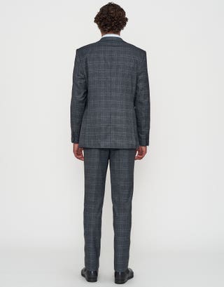 Check Slim Fit Suit Jacket in Charcoal Back