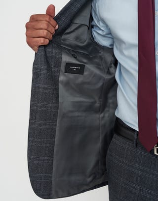 Check Slim Fit Suit Jacket in Charcoal Detail3