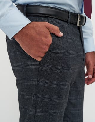 Check Slim Fit Suit Pants in Charcoal Detail
