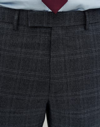 Check Slim Fit Suit Pants in Charcoal Detail2