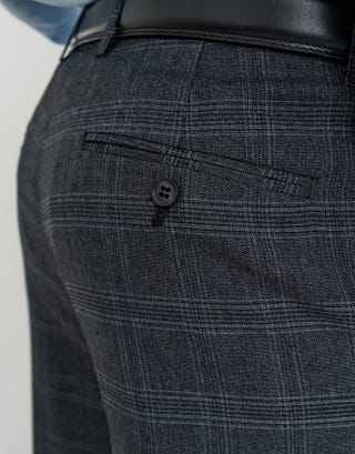 Check Slim Fit Suit Pants in Charcoal Detail3