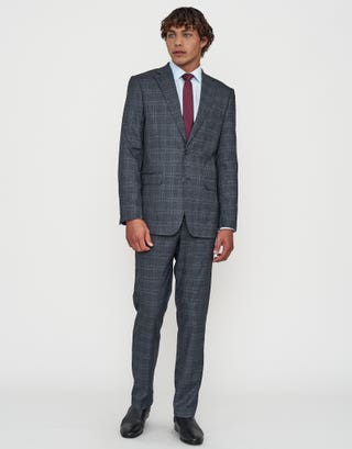 Check Slim Fit Suit Pants in Charcoal Full