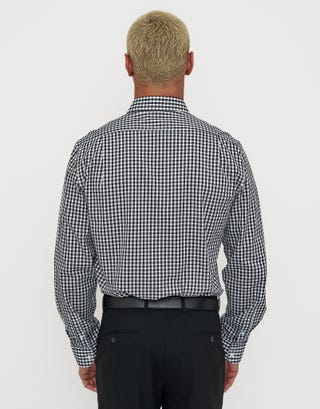 Check Business Shirt in Black Back