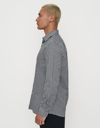 Check Business Shirt in Black Detail2