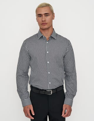 Check Business Shirt in Black Front