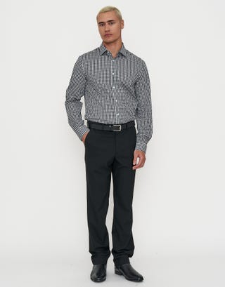 Check Business Shirt in Black Full