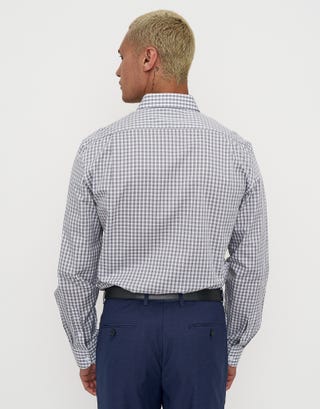 Check Business Shirt in Light Grey Back