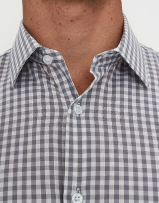 Check Business Shirt in Light Grey Detail