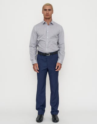 Check Business Shirt in Light Grey Full