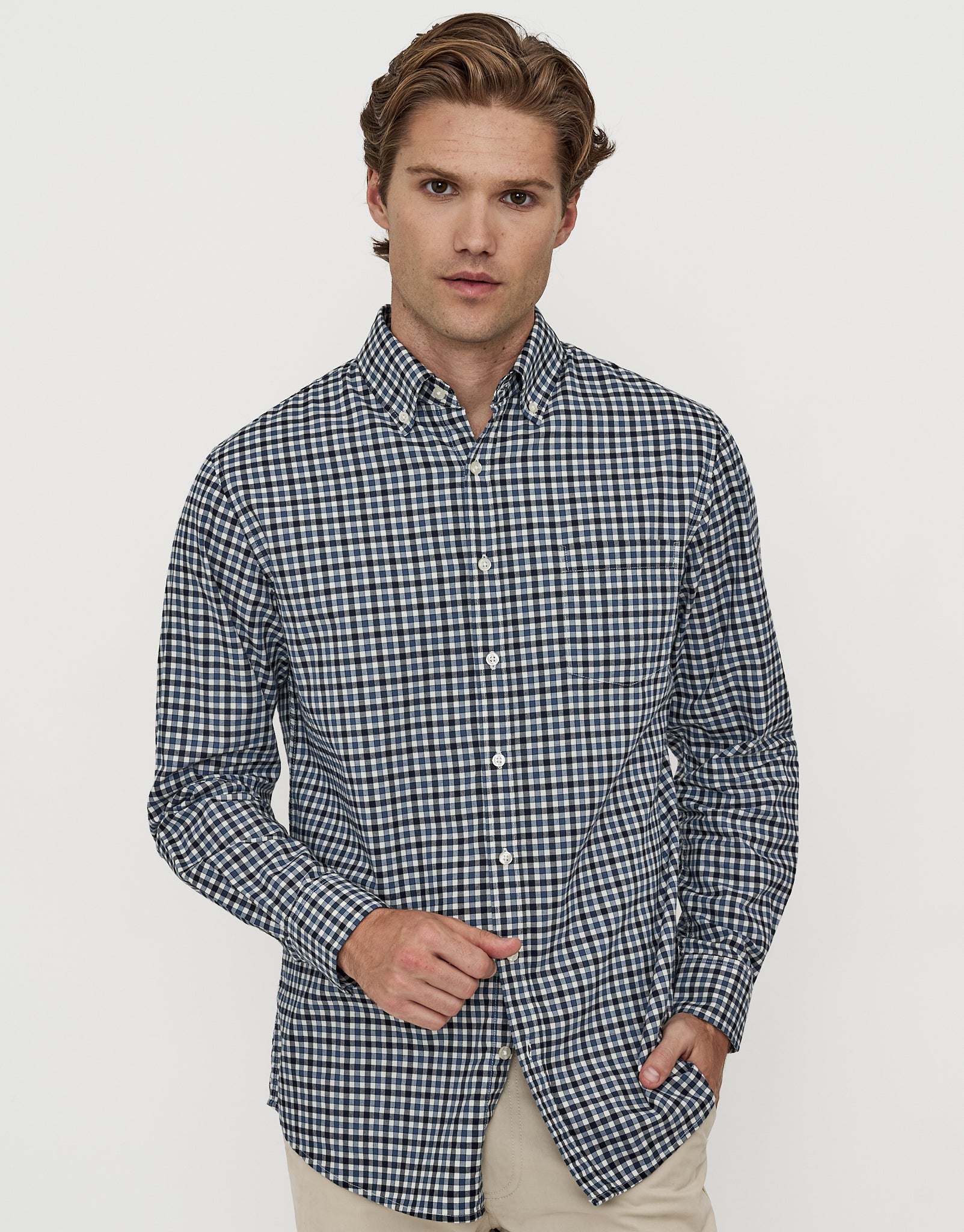 Check In Long Sleeve Shirt in Blue | Hallensteins NZ