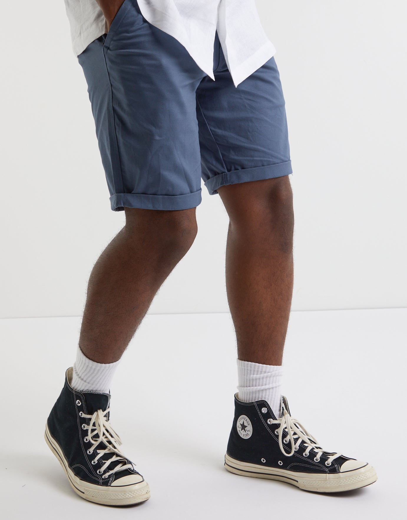 Organic Cotton Slim Fit Chino Shorts in Navy | Hallensteins NZ