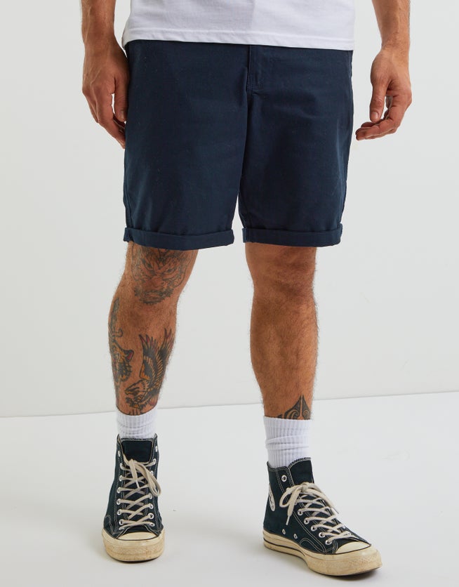 Organic Cotton Slim Fit Chino Shorts in Navy | Hallensteins NZ