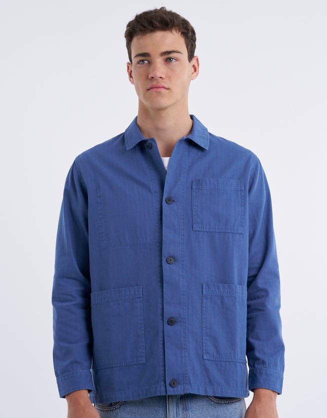 Chore Long Sleeve Overshirt in Blue | Hallensteins AU